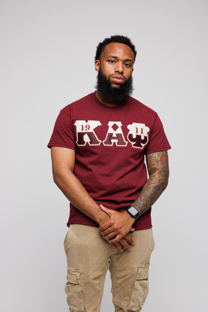 Kappa Alpha Psi Split Symbol Lettered Krimson T-shirt - The Divine Nine