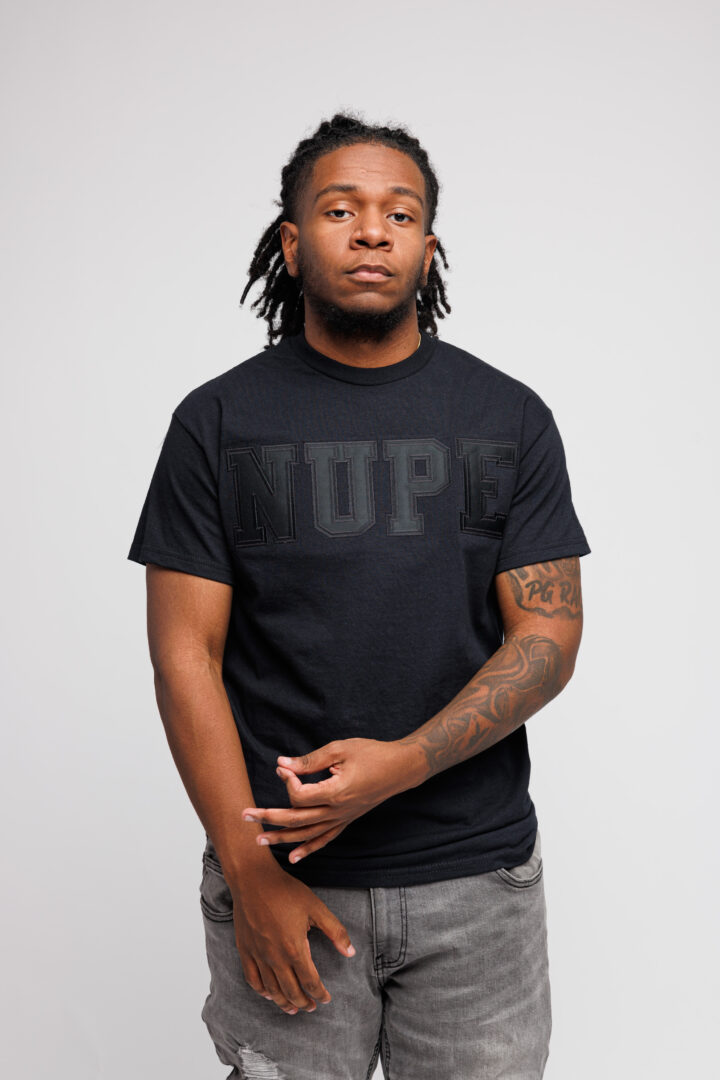 NUPE Black on Black Lettered Black T-Shirt - The Divine Nine