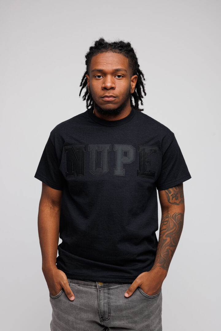 NUPE Black on Black Lettered Black T-Shirt - The Divine Nine