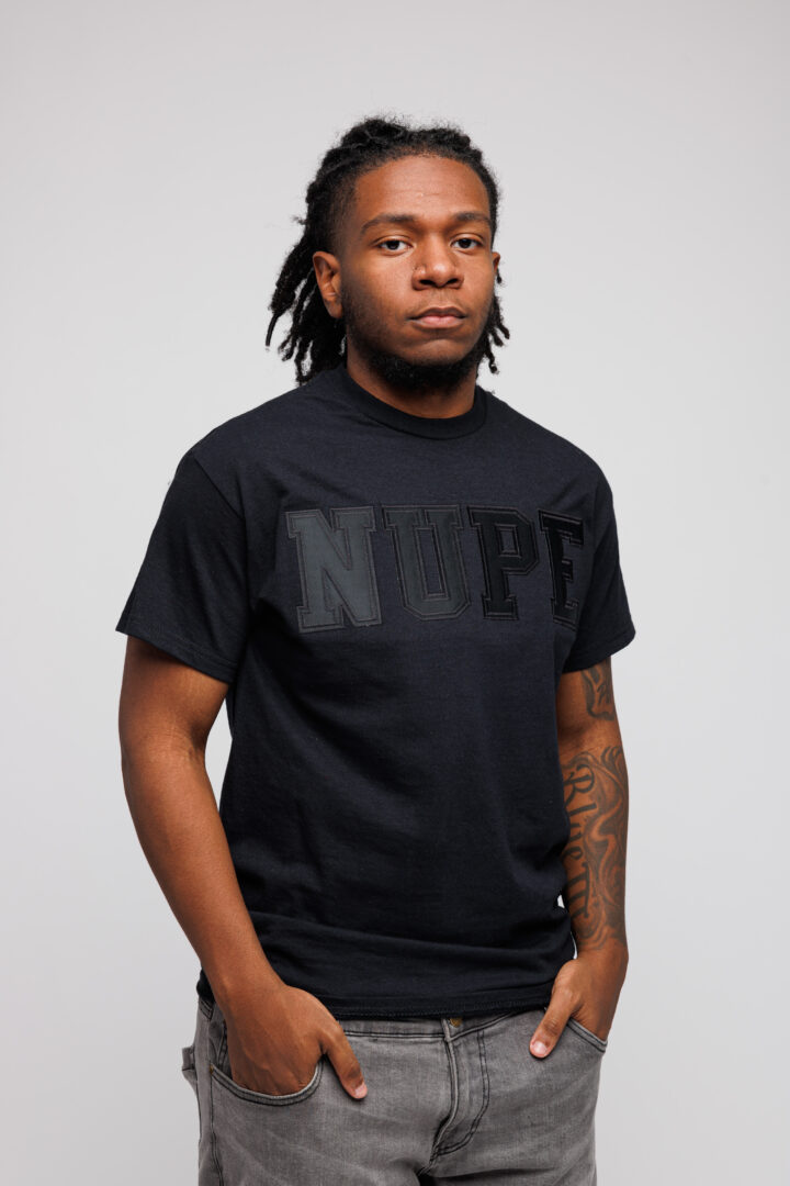 NUPE Black on Black Lettered Black T-Shirt - The Divine Nine