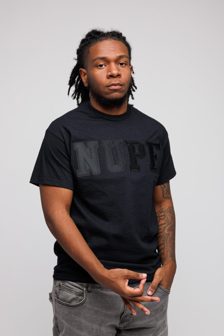 NUPE Black on Black Lettered Black T-Shirt - The Divine Nine