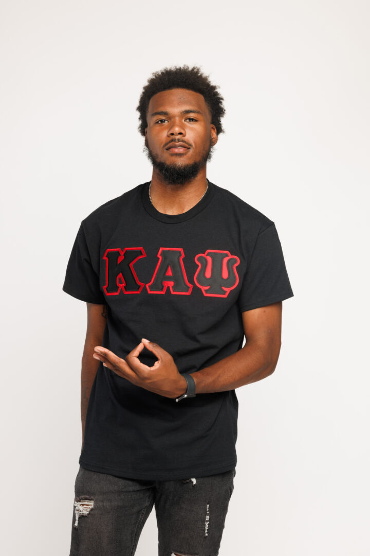 Kappa Alpha Psi Red and Black Lettered Black T-Shirt - The Divine Nine