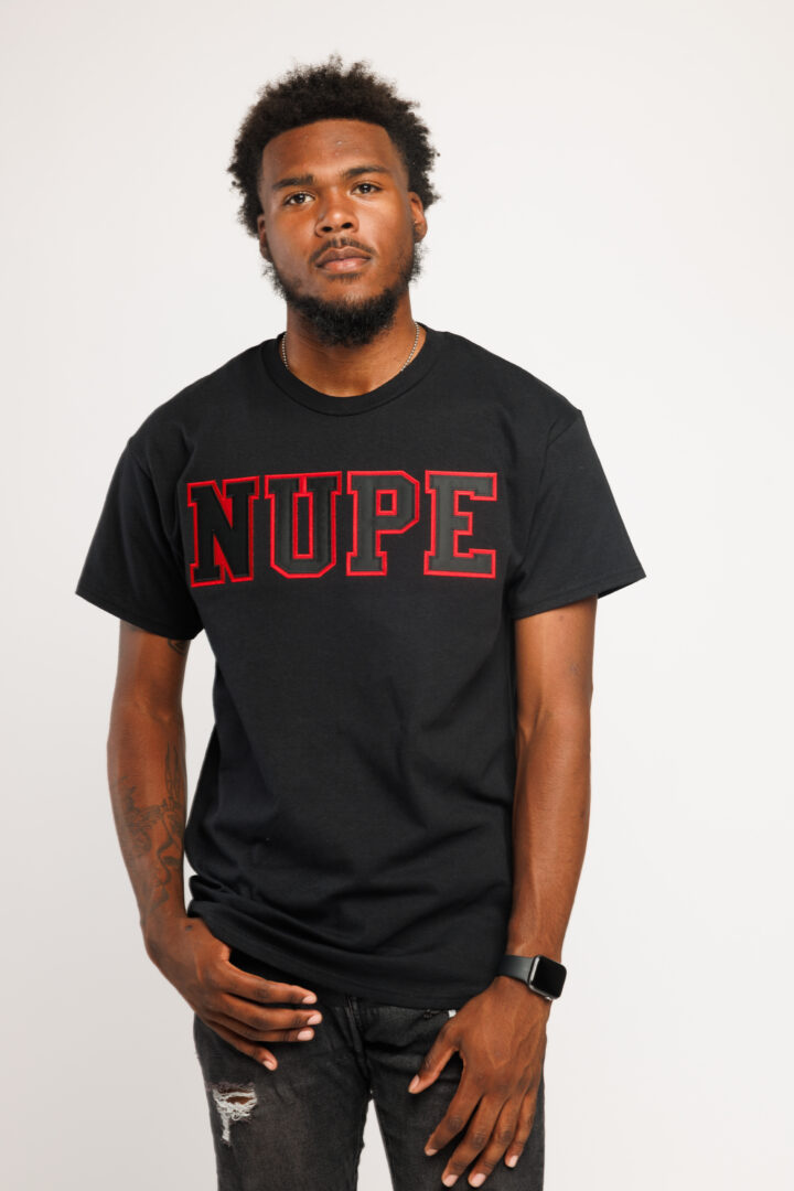 NUPE Red and Black Lettered Black T-shirt - The Divine Nine