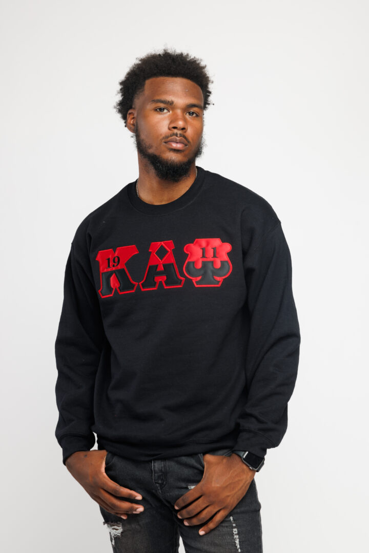 Kappa Alpha Psi Split Symbol Lettered Red and Black Crewneck - The ...