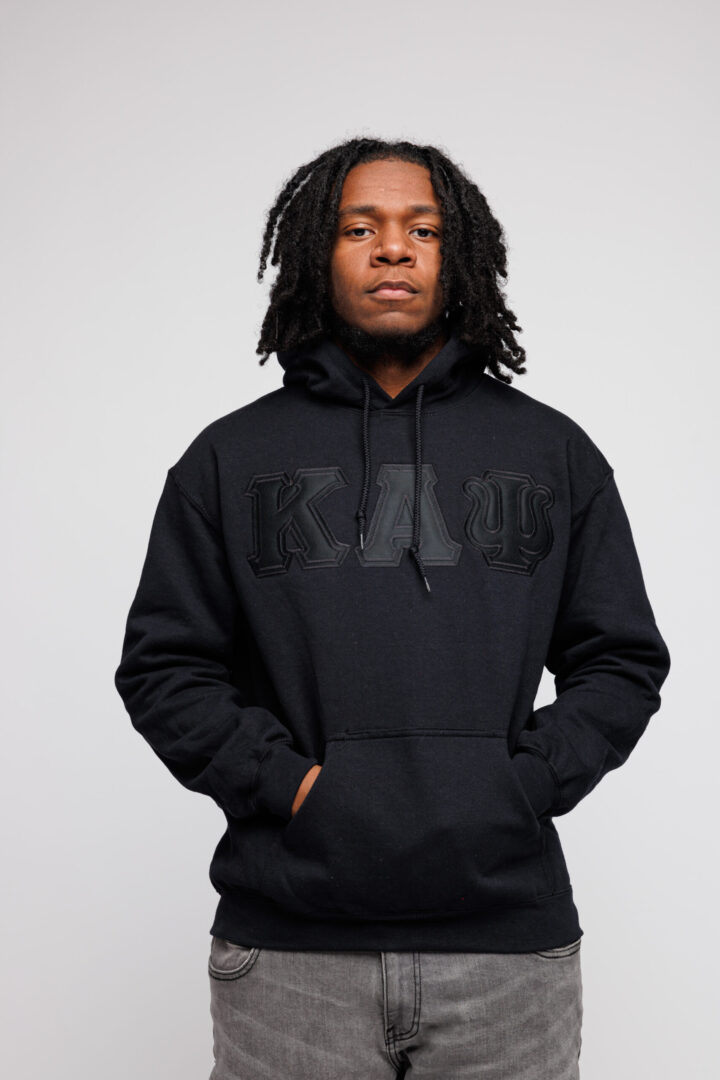 Kappa Alpha Psi Black on Black Lettered Black Hoodie - The Divine Nine